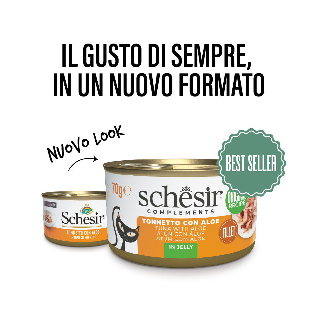 Schesir Gatto Tonnetto con Aloe in Jelly 70g Lattina Schesir Gatto Tonnetto con Aloe in Jelly 70g Lattina